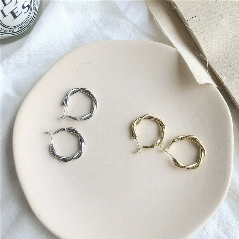 Ohrringe für frauen edelstahl schmuck groß Band ohrringe schmuck überqueren weben Twist Ohr Ring Ohrring metall circleGirl