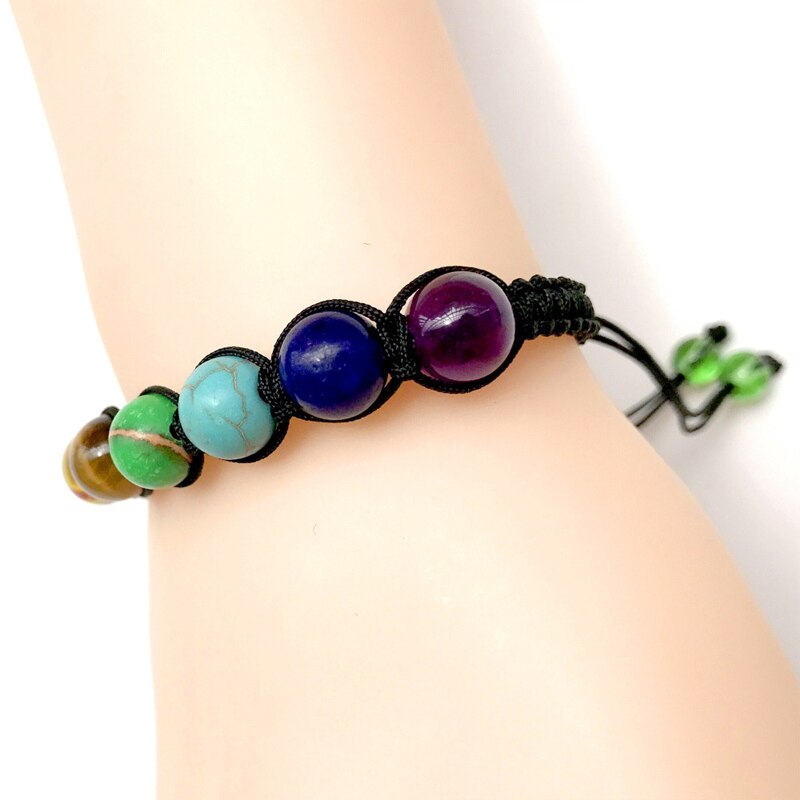 Einstellbar Armbänder Bunte Natürliche Stein Perlen Armbinde Handgemachte Geflochtene Hand Seil Armreifen Für Frauen Männer Schmuck