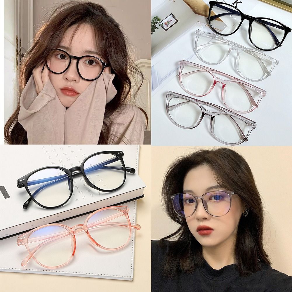 Trendy Plane Mirror Anti Blue Light Glasses Transparent Round Eyewear Without Degree Optical Spectacle Eyeglass Women Men