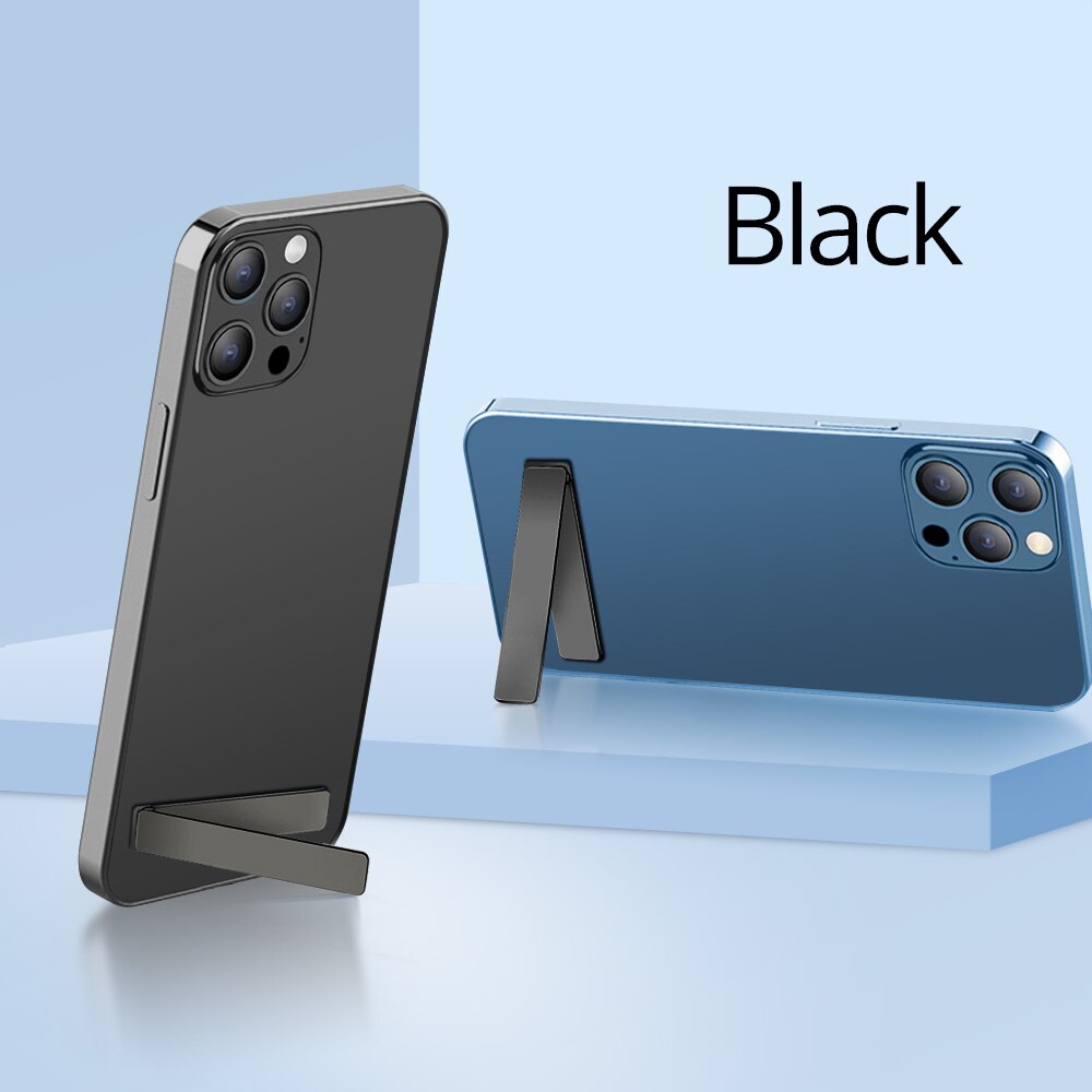 Universal Mini Folding Desk Tablet Stand Metal Phone Holder Kickstand for iPhone Samsung Huawei Adjustable Horizontal Mount: Black