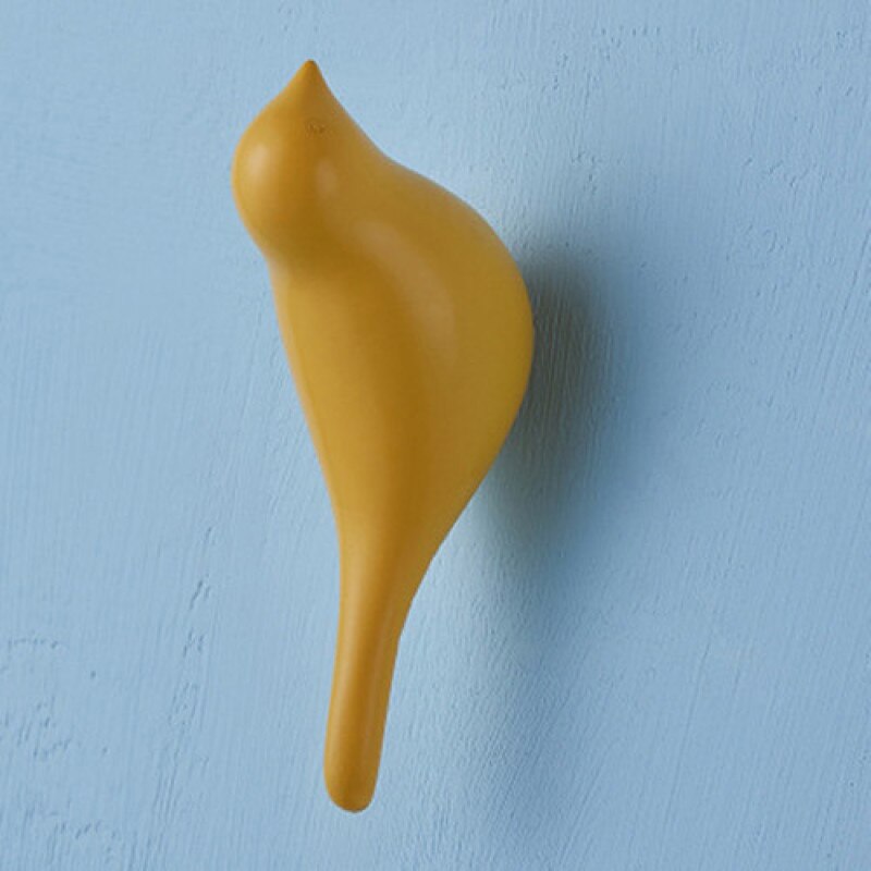 Wall Hooks Bird Decoration Resin Wood Grain Hooks Bedroom Door After The Animals Hooks 3D Coat Hook Single Wall Hanger: Yellow