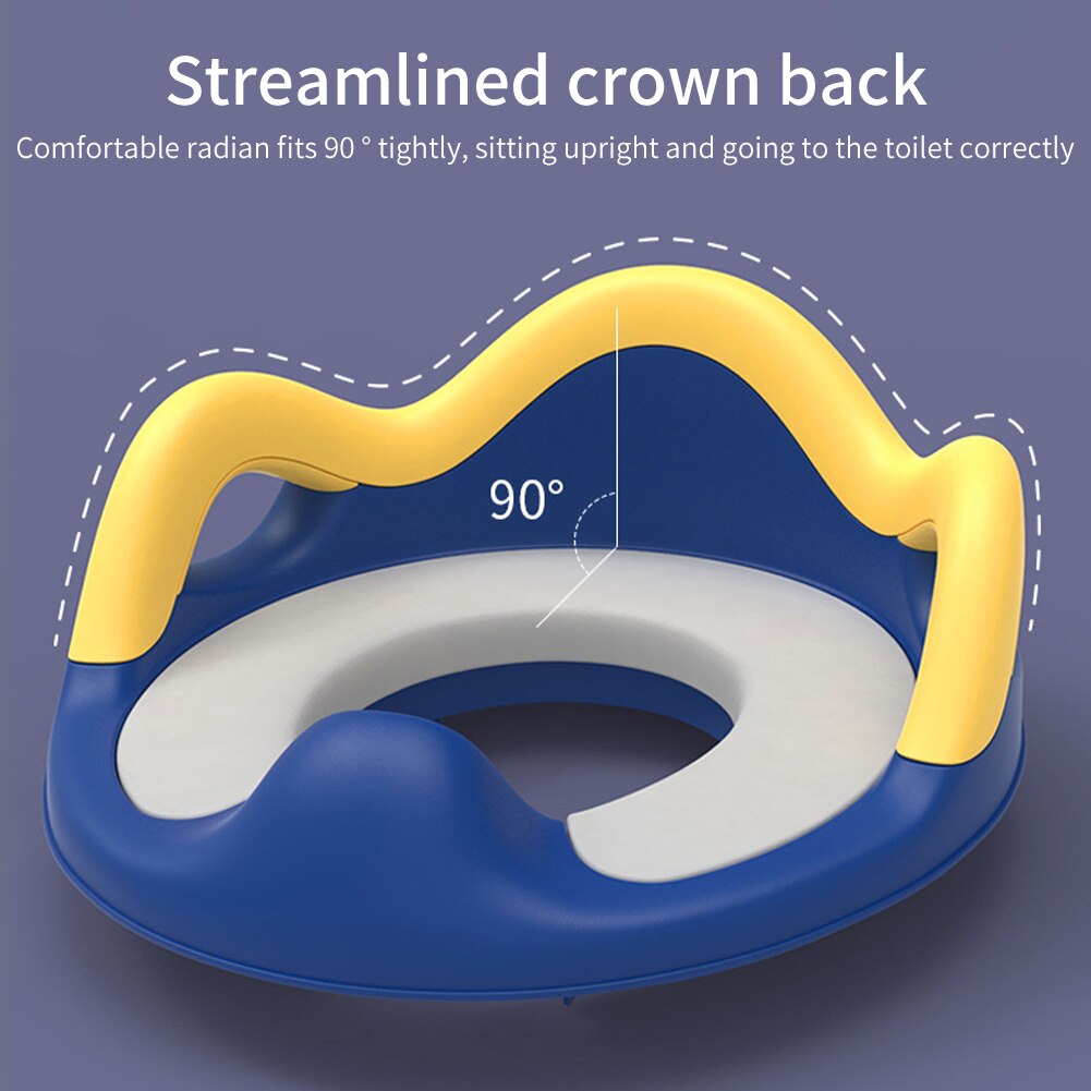 Boys Girls Easy Install Portable Cushion For Toilet Kids With Handle Toddlers Baby Multifunction Potty Training Seat Universal: Blue PVC