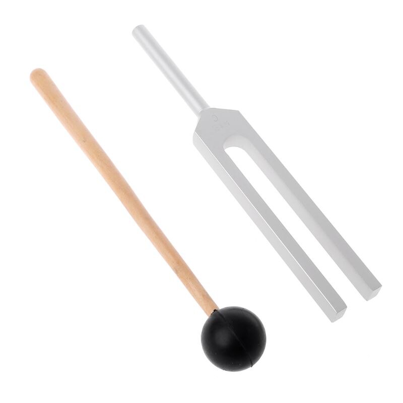 Diapasón de aluminio de 512HZ para chakras, vibración de sonido curativo con bolsa para martillo