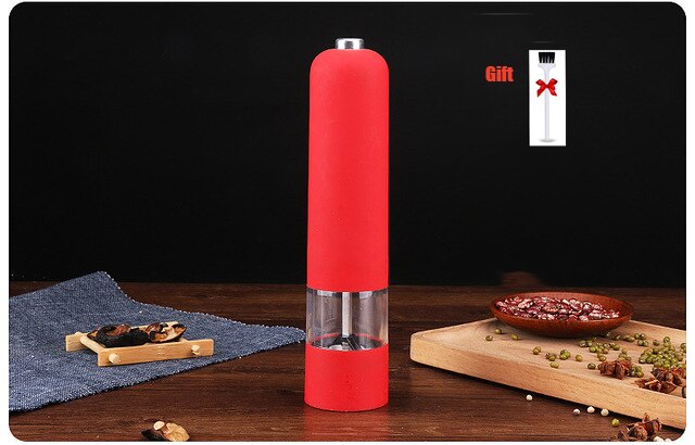 Electric Pepper Mill Automatic Salt Pepper Grinder With Led Light Adjustable Coarseness For Spices Kitchen Utensils And Gadgets: Grinder Red