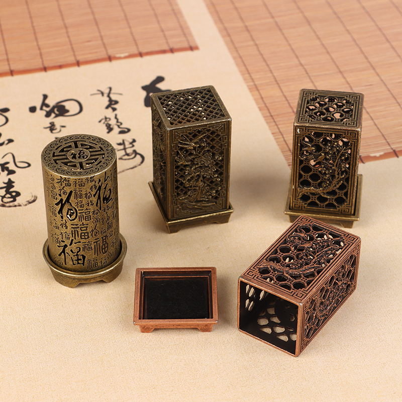Brûleur d'encens Vertical carré, petit porte-encens en alliage Xiangyun, aromathérapie intérieure, ornement de maison, brûleurs d'encens en prune chinoise