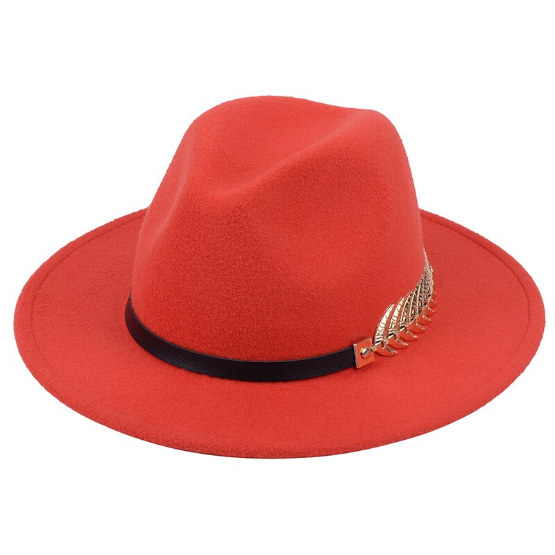 SLECKTON Fedoras Hats for Women Casual Girl Panama Jazz Cap Ladies Woolen Top Hat Men Bowler Hats Unisex Gorras S1078: Orange