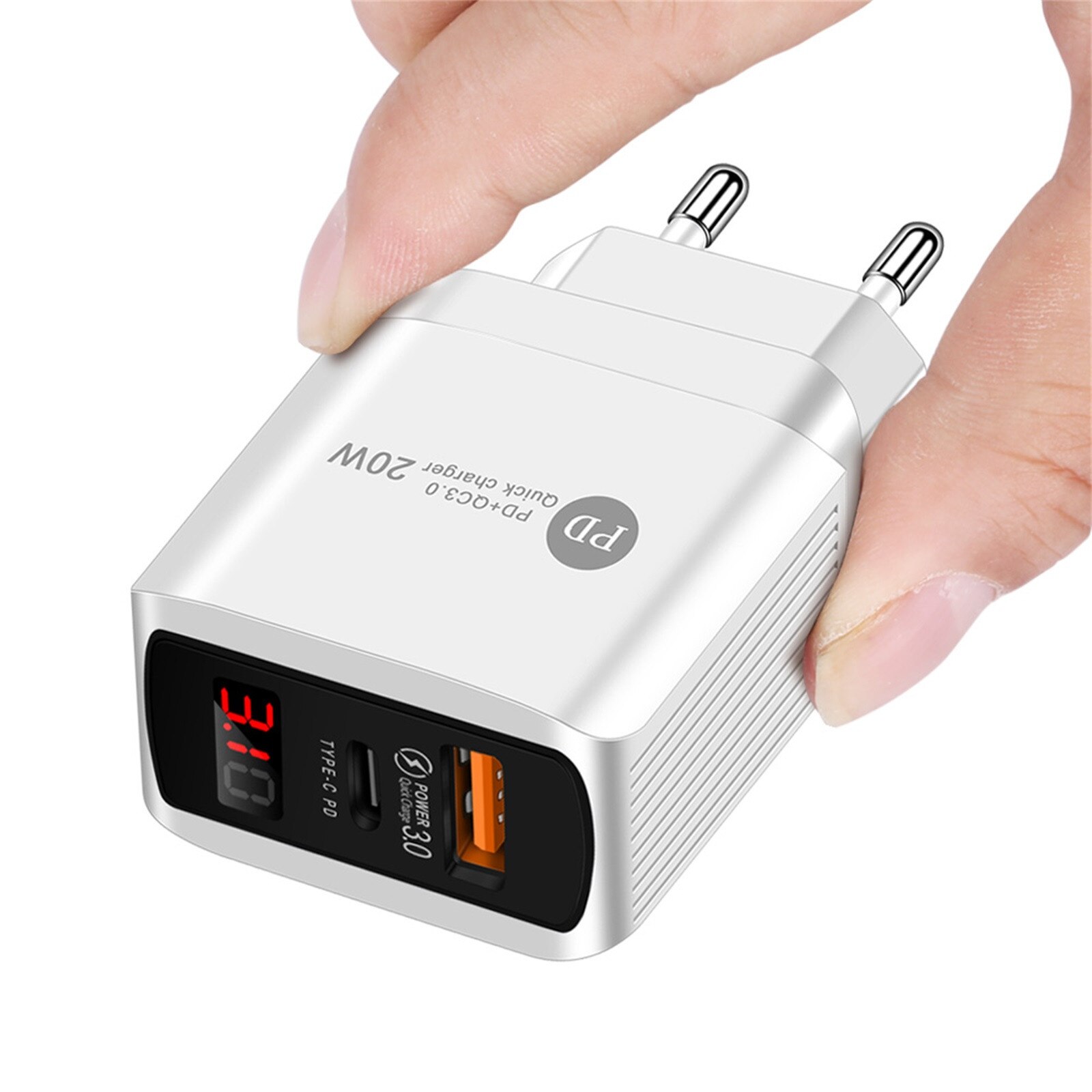 20W Smart Digital Display Is Suitable For Apple Android Multi-port USB Charger