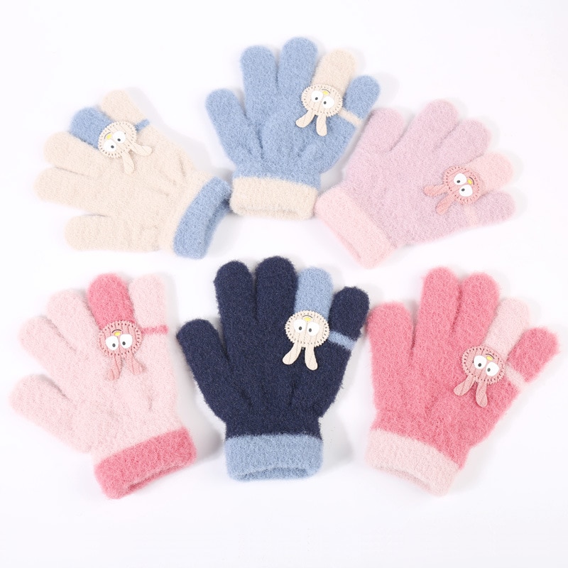 Wecute 10*15cm criança inverno luvas quentes para cerca de 3-6years crianças bonito coelho dos desenhos animados à prova de frio ao ar livre equitação jogar luvas de malha