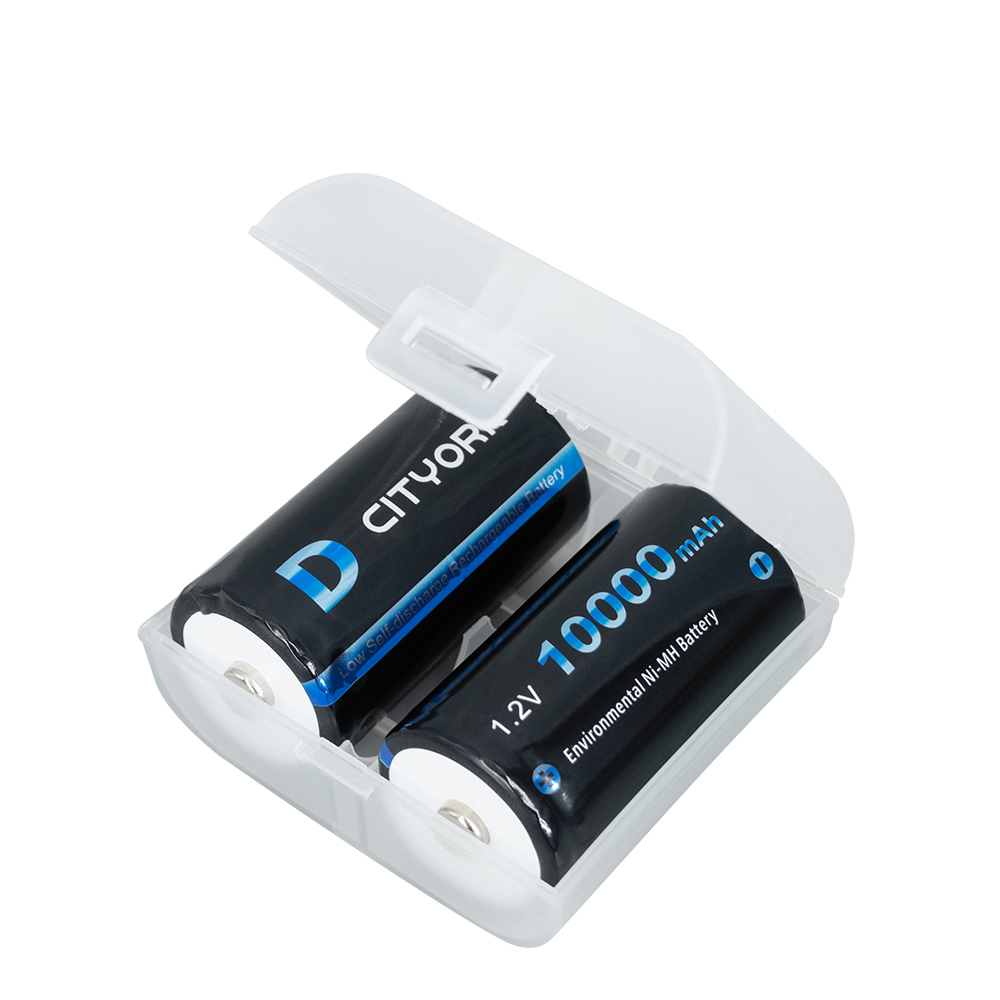 CITYORK-batería recargable de tamaño D, pila R20 de 10000mAh, 1,2 V, NI-MH D, cargador de batería para C, D, AA, AAA