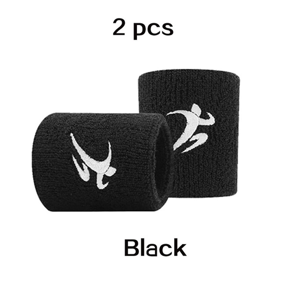 Braccialetti elastici in cotone palestra attrezzi per il Fitness supporto potenza sollevamento pesi impacchi da polso per pallacanestro Tennis Badminton Brace: 1 Pair Black