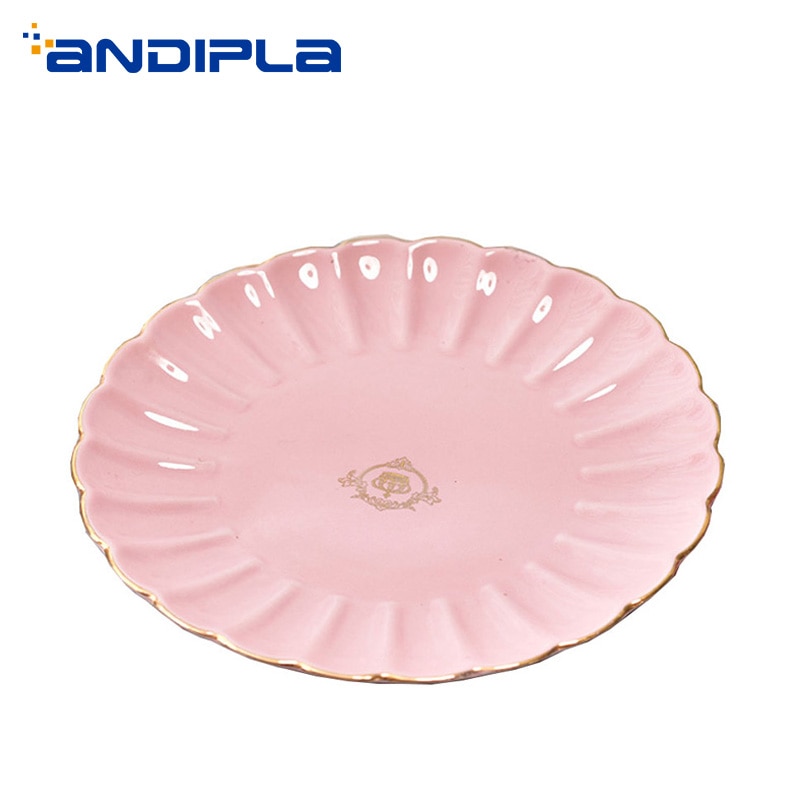 Breve plato de encaje de porcelana de cerámica para el hogar patrón de corona vajilla Hotel Spaghetti Omelette plato de pastelería grande platillo