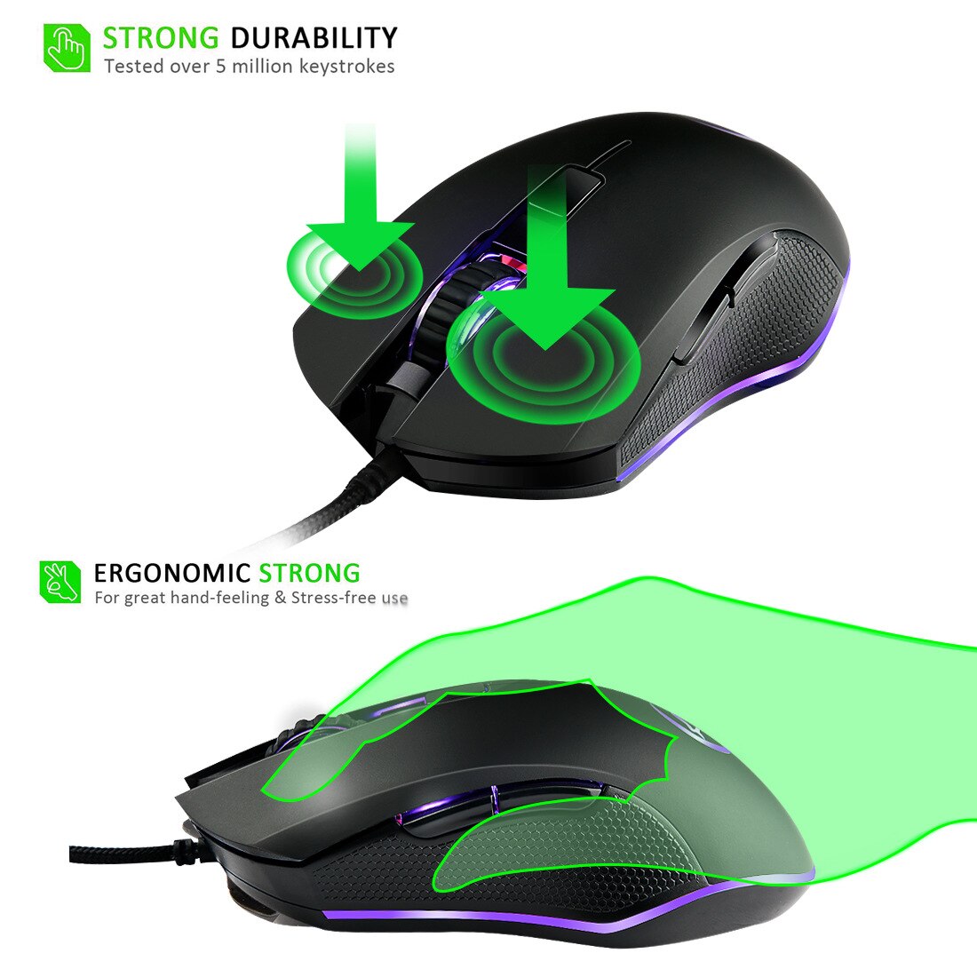 ZUOYA Gaming Mouse RGB Backlight Wired Mice Game Optical Sensor 3200/7200 DPI For FPS Gamer Laptop Computer