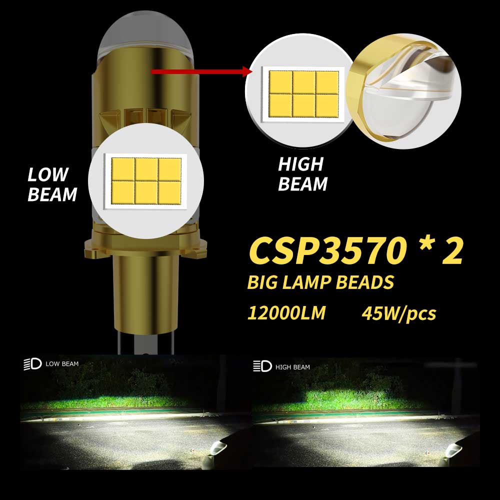 H4 LED LENS Moto Auto Headlight AC/DC 8-80V Moto Moto Autobike Canbus proiettore lampadina Hi/Lo Beam Lamp High Power