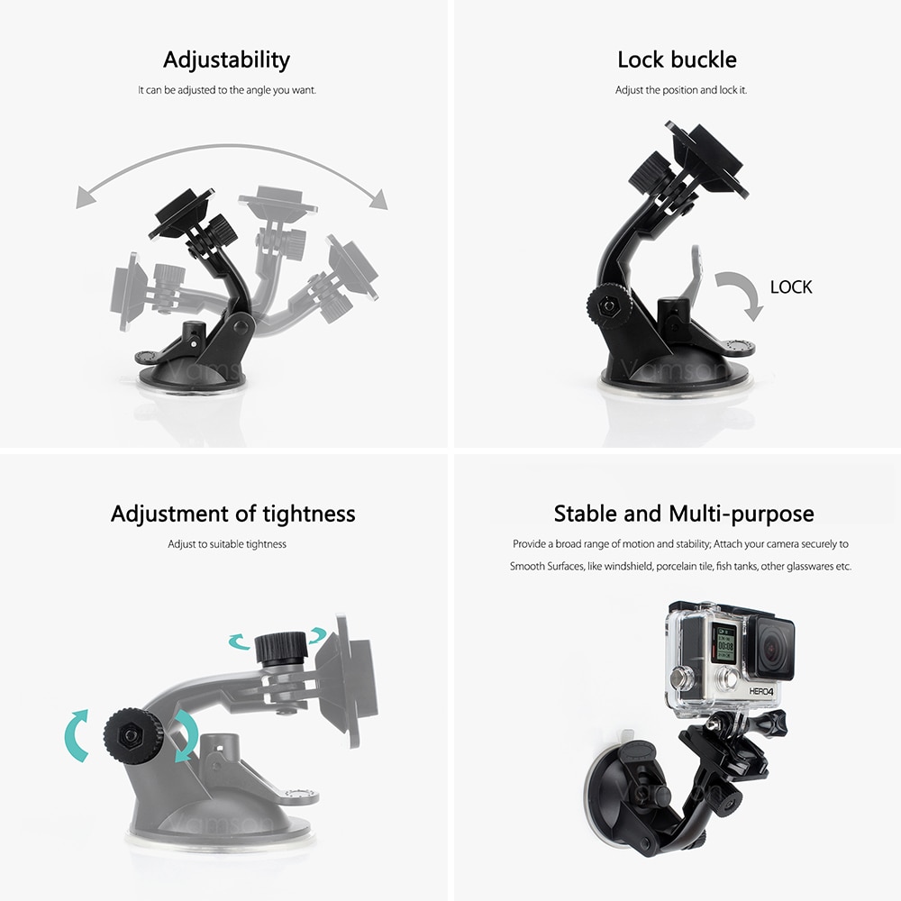 Vamson voor xiaomi voor  yi 4 k accessoires hoofdband borstband zuignap voor gopro hero 5 4 3+ 4 sessie voor eken  h9r vs69