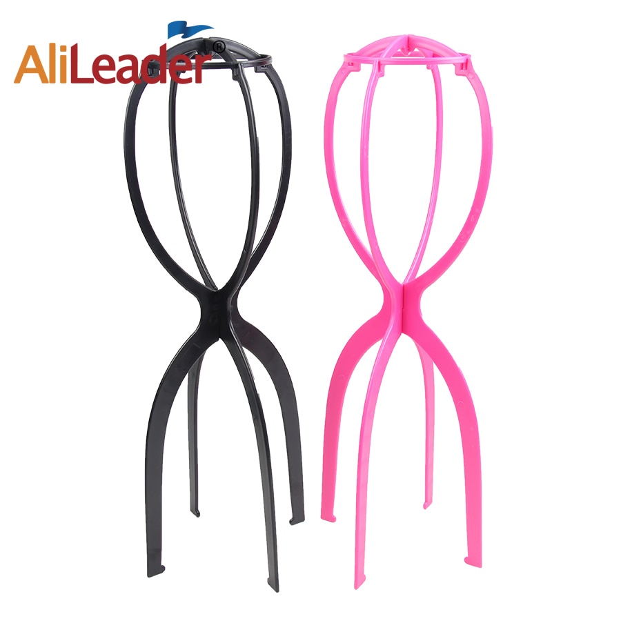 Høj pink sort paryk styling stativ plast paryk holder stand bærbar foldning til styling tørre display til kvinder 51cm