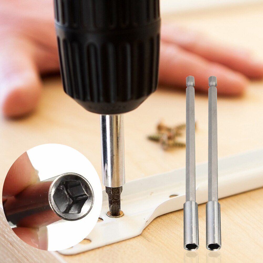 Quick Change Extension Bit 1/4 Hex Shank Long Handle Screwdriver Tip Holder Magnetic Connecting Rod Hand Tool