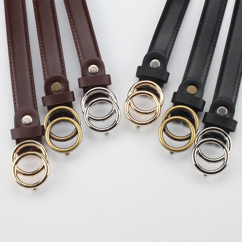 Patroon Casual Oogjes Pu Lederen Riem Voor Vrouwen Vrouwelijke Gouden Ronde Pin Gesp Brede Jean Taille Riem Dubbele Lus glad Gesp