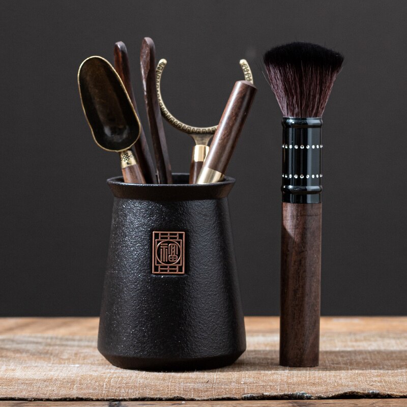 Chinese Style Tea Making Tools Tea Ceremony Six Gentleman Tea Set Tea Table Purple Clay Cans Ebony Combination Tea Accessories: F