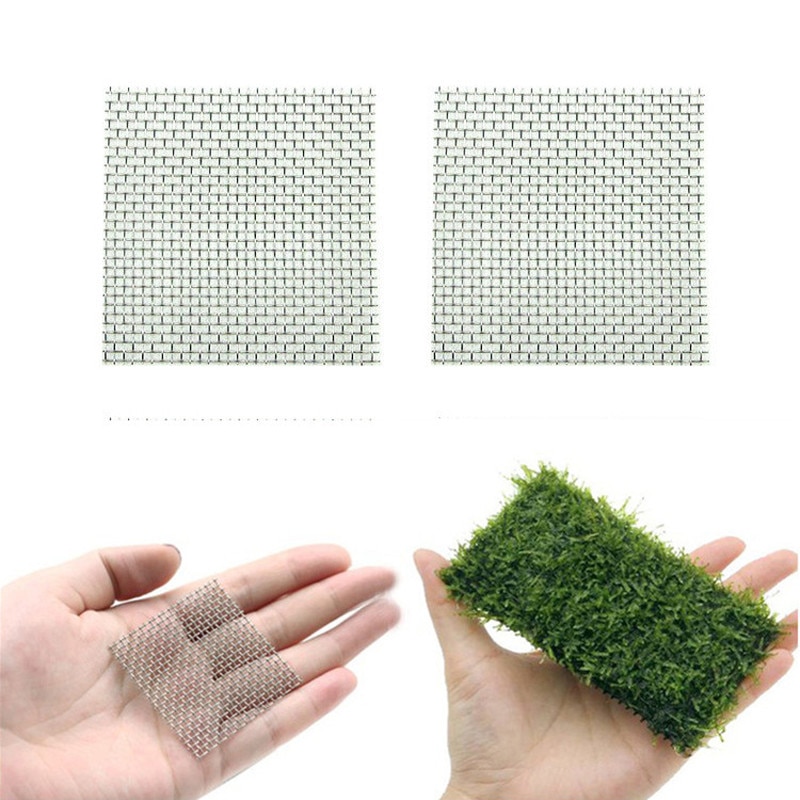 1Pcs Aquarium Fish Tank Roestvrij Staal Gaas Pad Planten Moss Netto Decor 8X8 Cm Top