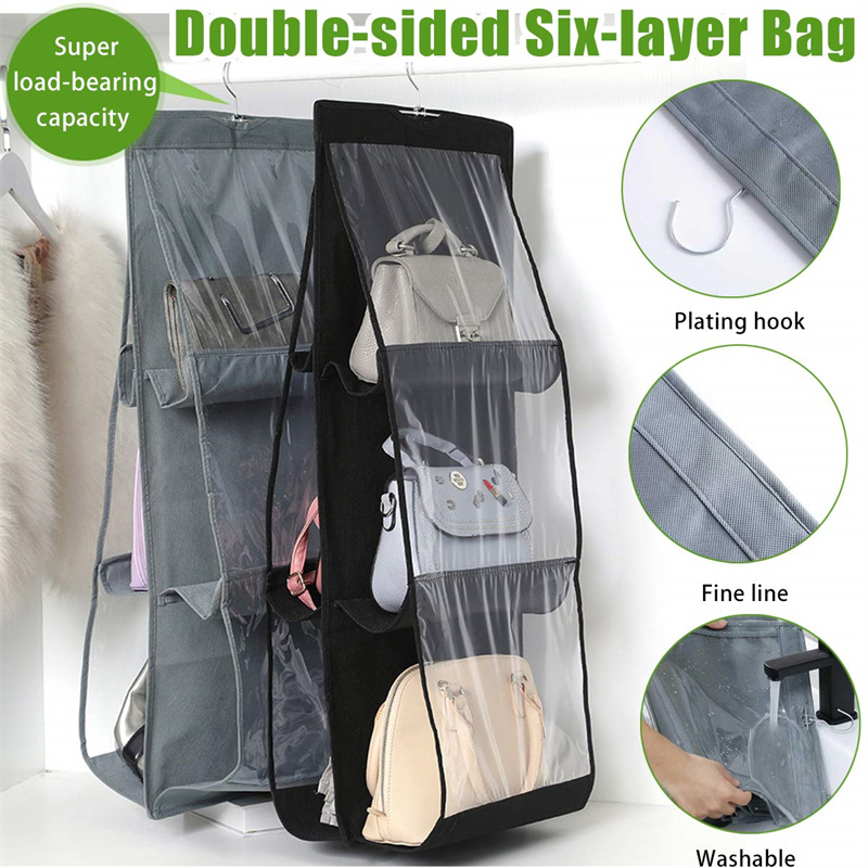 Support de rangement pour sac à main, organisateur peu encombrant, étagère transparente, collection de sacs, armoire, Cisco, confronse, 8 poches