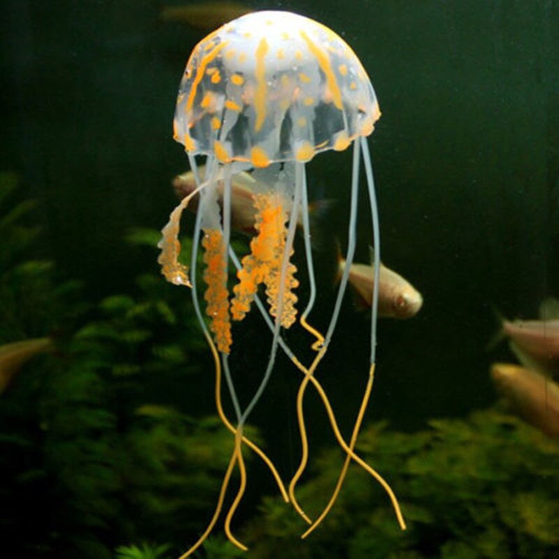 1Pcs Artificial Jellyfish Fish Tank Aquarium Decoration Mini Submarine Ornament Luminous Landscape Fish Tank Accessories