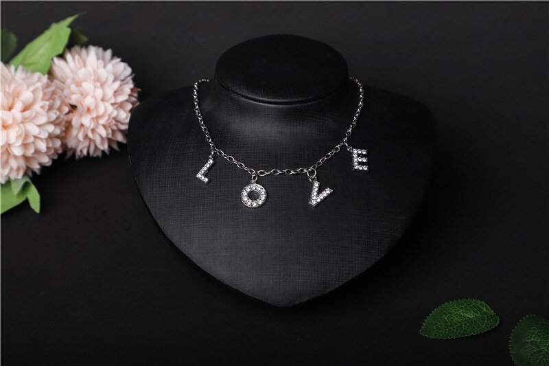 Hiphop DIY Cuban Necklace Rhinestone Letter Necklace Women Gothic Statement Necklace Jewelry Own Style: 14