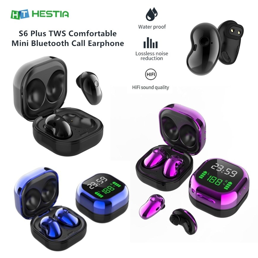 S6 Plus Tws Comfortabele Mini Knop Bluetooth Koptelefoon High-End Waterdichte Hifi Sound Binaural Call Oortjes 9D Sport Oordopjes