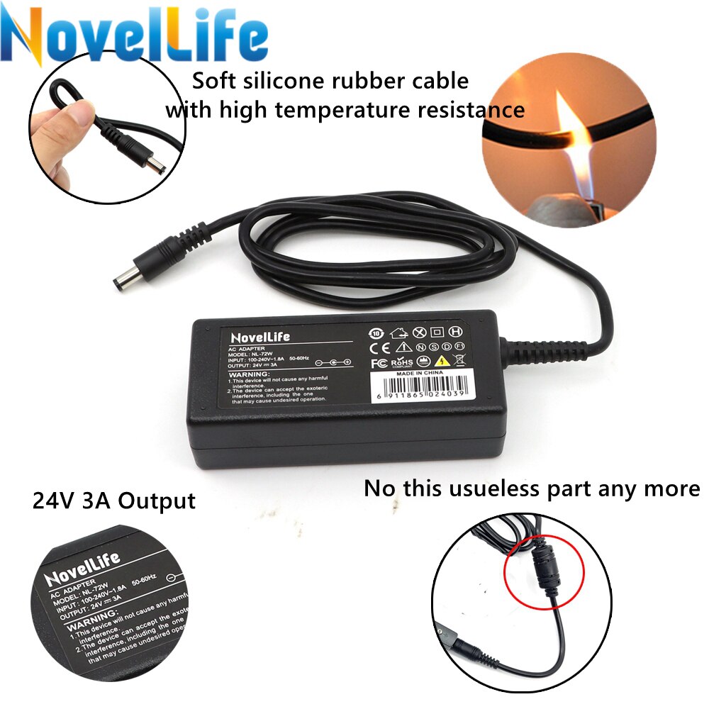 NovelLife 24V 3A Power Supply Adapter for TS100 SH72 Mini Electric Soldering Iron EU US AU Plug AC 100-240V DC5.5*2.5 Power Jack