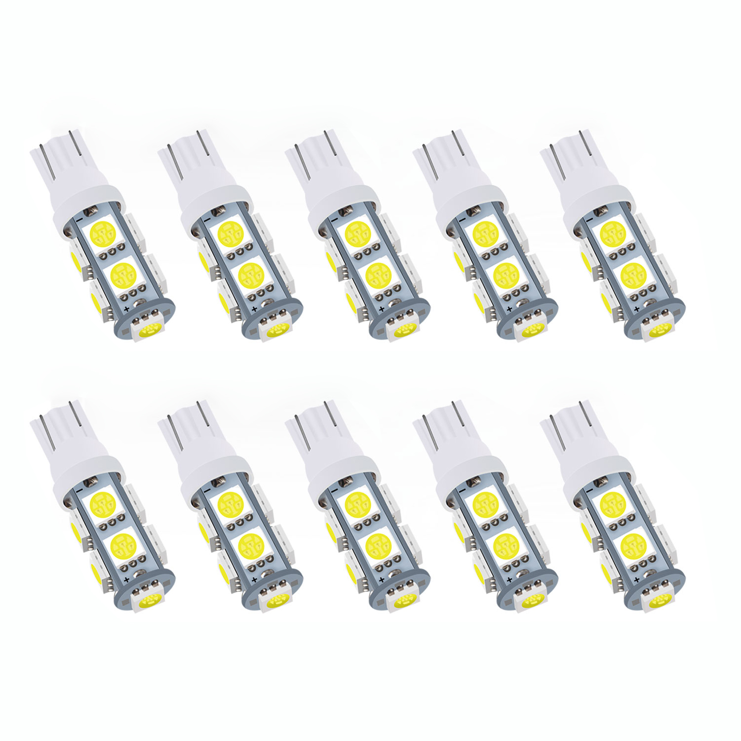 10 Uds. Bombilla LED para coche T10 W5W 194 luz de señal LED 12V 5050 9SMD 8000K cúpula Interior de coche mapas de lectura lámparas de maletero de cuña lateral