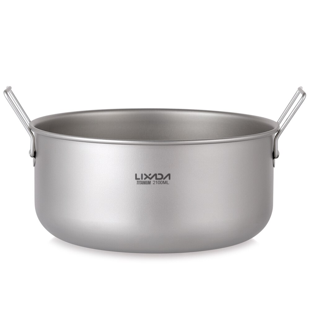 Lixada 2100ml titanium gryde suppe gryde pande gryde hjemmekøkken udendørs camping backpacking titanium køkkengrej