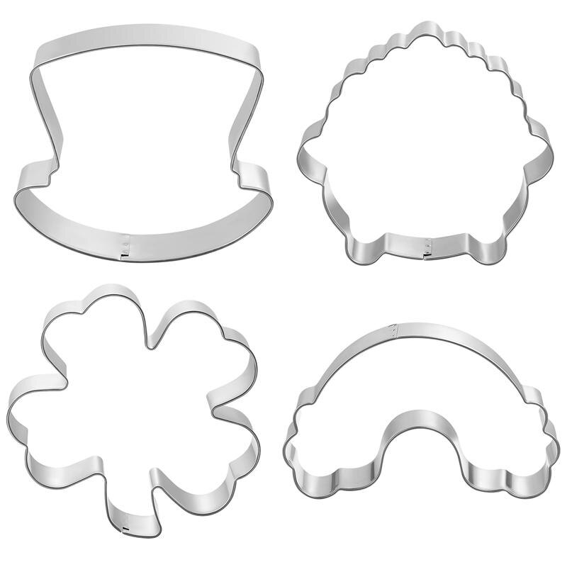 4 Stuks St. Patrick Dag Klavertje Vier Cookie Cutters Set Non-stick Rvs Diverse Vorm diy Cookie Mallen: Default Title