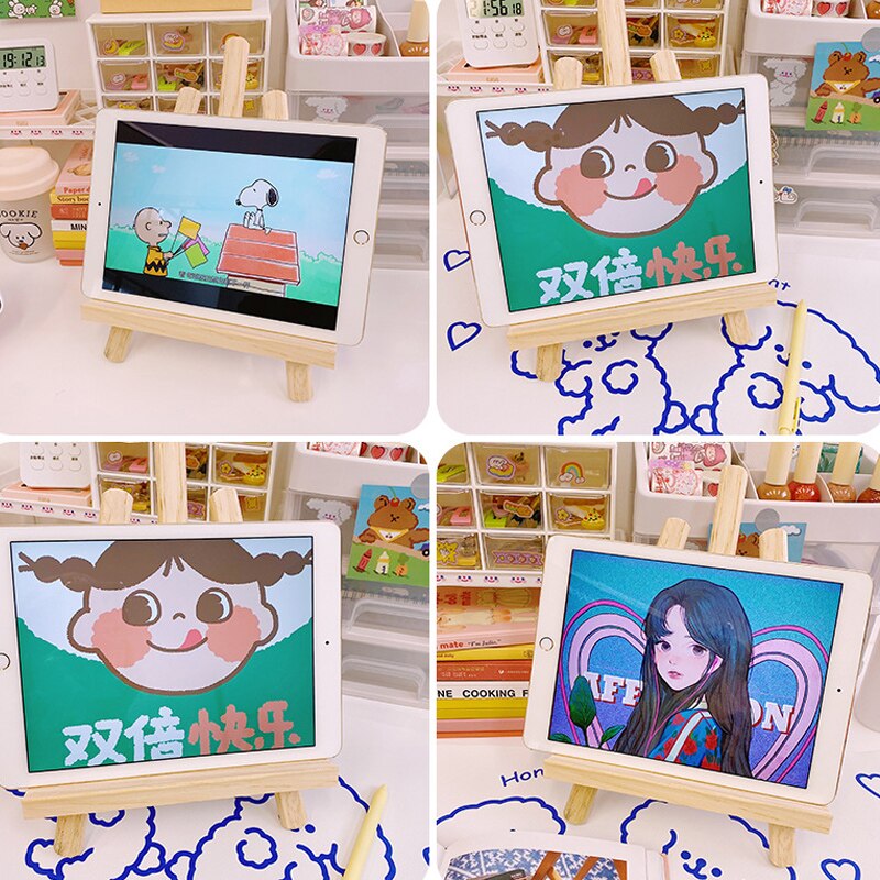 Wooden Mini Easel Stand Mobile Phone Tablet Bracket Portable Desktop Holder OCT998