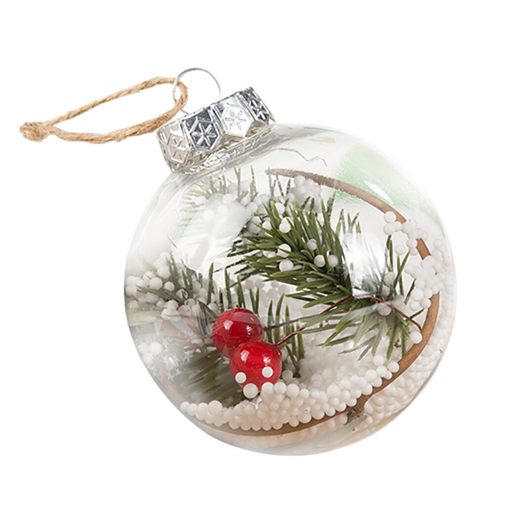Christmas Tress Decorations DIY Hollow Ball Transparent Open Plastic Clear Bauble Ornament Xmas Box Decoration: I