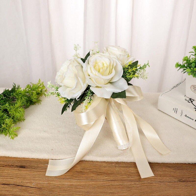 Bruidsboeket Bruidsboeket Zijde Kunstbloemen Bruidsboeketten Hortensia Rozen Calla Voor Bruiloft Accessoires: Zilver