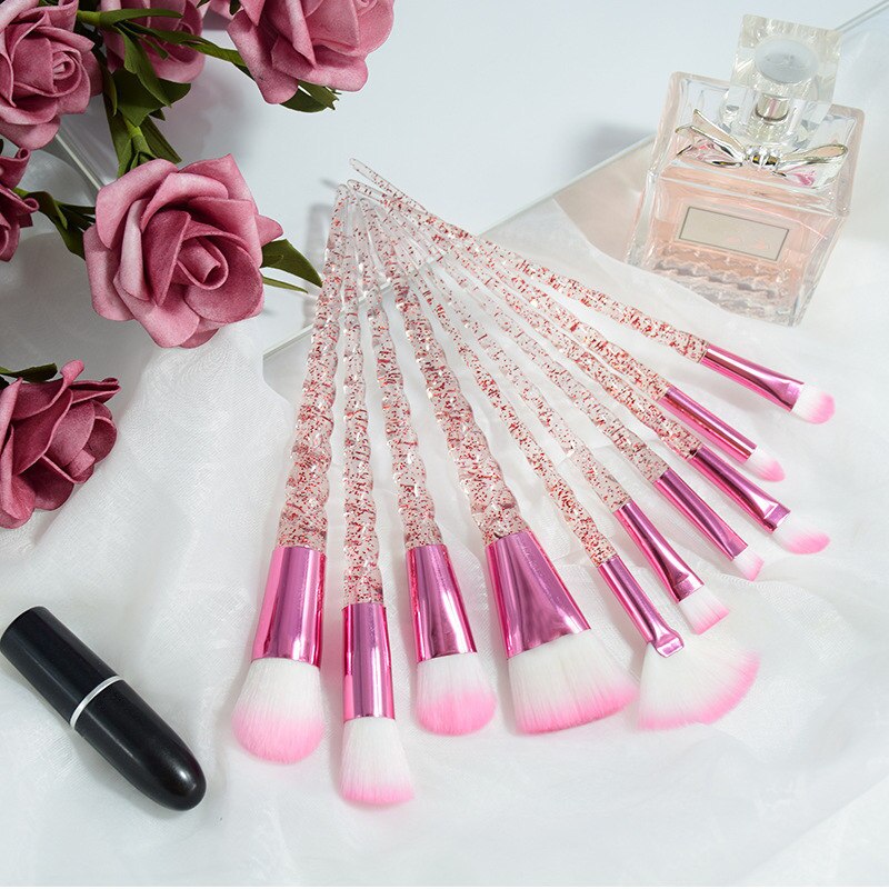 Set van 10 eenhoorn make-upkwasten, foundation, poeder, blush, cosmetische wimpers, oogschaduw, eyeliner, lippenkwast, make-upkwast, gereedschap: 12