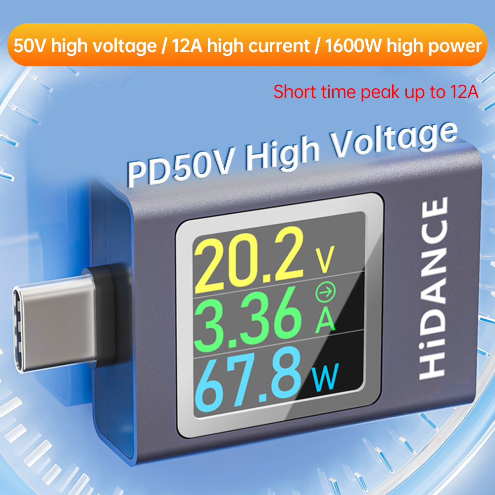 HDC-085C Power Meter Tester DC4.5–50V Multifunctionele Type-C oplader-tester / Power Meter Spanningsstroom Vermogenscapaciteitstest