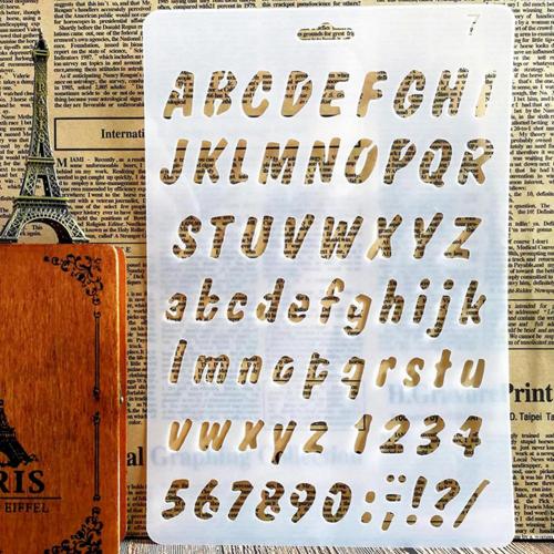 English Alphabet Number DIY Scrapbook Drawing Template Measuring Ruler Stencil: White 7