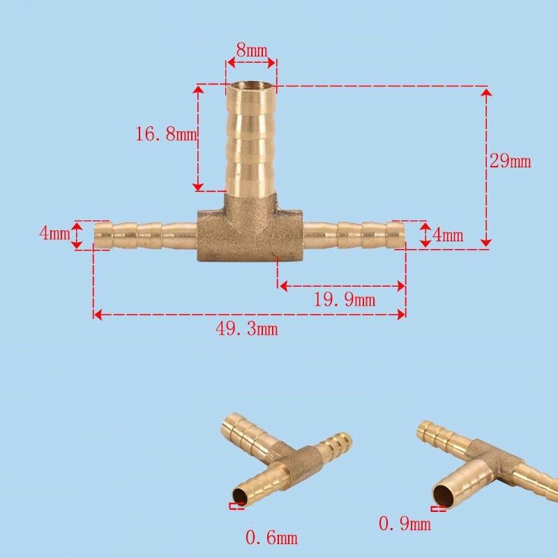Brass Pagoda Barb Pipe Fittings Equal / Variable Diameter 3 Way T-type 4mm 5mm 6mm 8mm 10mm 12mm 14mm 16mm Oil / Water / Gas: OD 4-8-4
