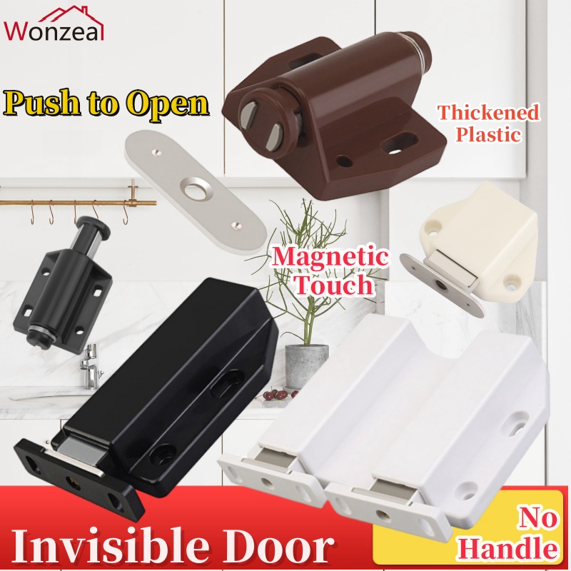 Deur Pusher Zwart Kleur Kast Vangt Magneet Deur Stopt Dichter Magnetische Verborgen Deur Stoppers Demper Buffer Gespen Voor Deuren
