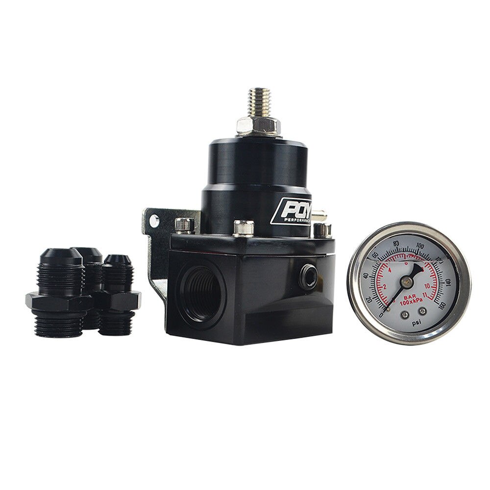 Adjustable Fuel Pressure Regulator w/ boost -8AN 8/8/6 Pressure Regulator Black