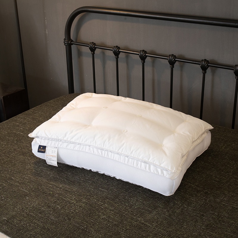 White Solid Double-deck thick Bed Pillows 48x74cm Cotton Polyester Filler Neck Pillow Massage Therapy Bedding Homeuse