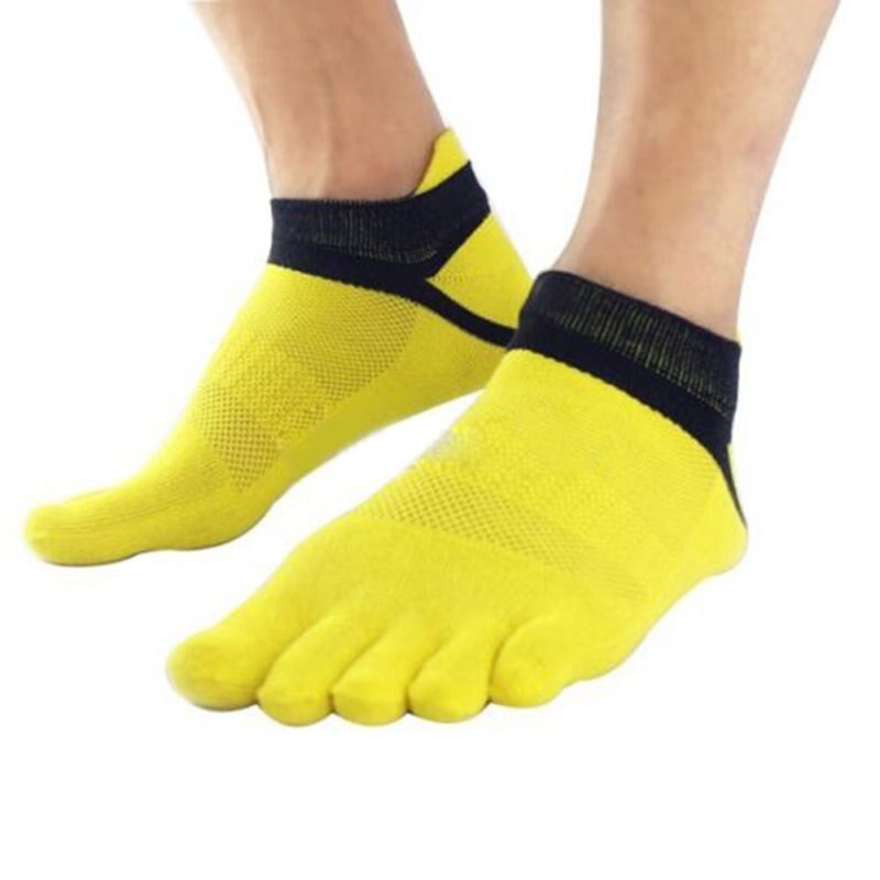 38-43 Outdoor Mannen Ademend Katoen Teen Sokken Pure Sport Comfortabele 5 Vinger Teen Sokken Kleurrijke: YELLOW