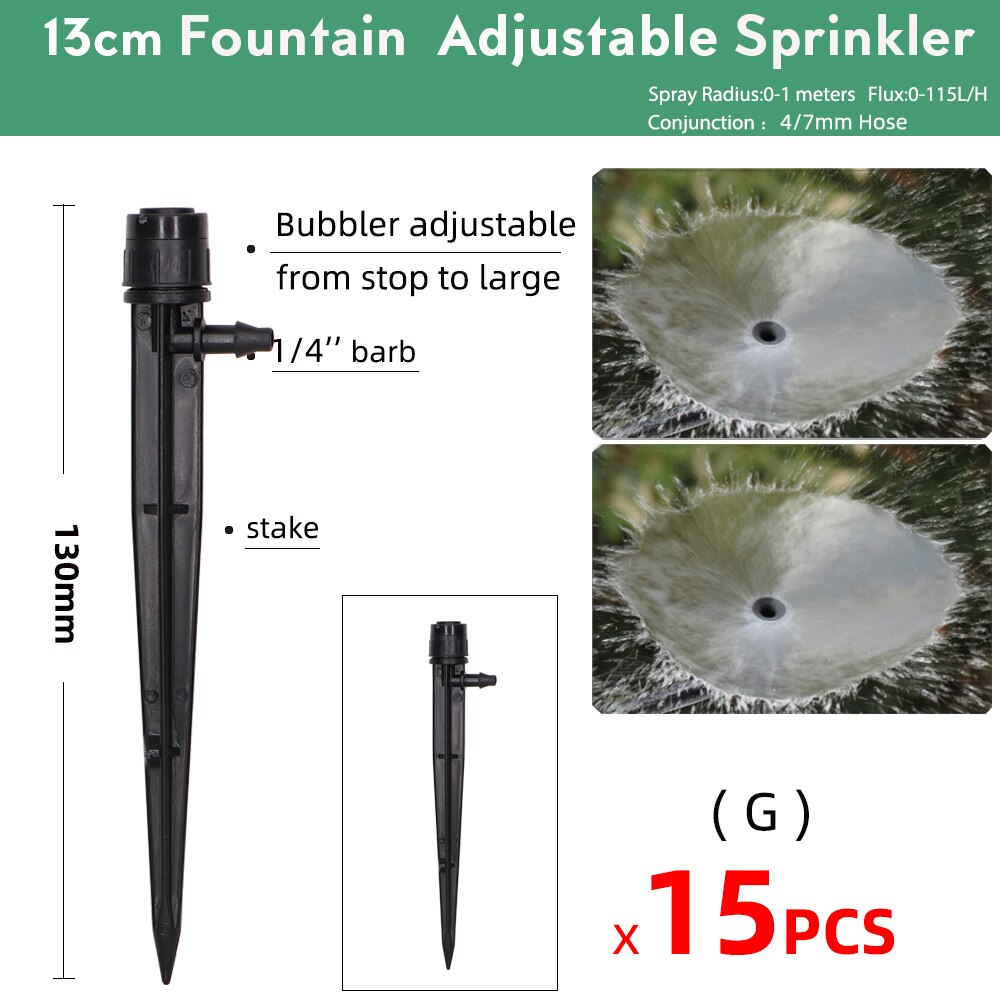 15Stck 90/180/360 ° Gärten Einstellbar Tropf Bewässerung Sprinkler Beschlagen Düsen auf 13CM Einatz Tropf Einsetzen Boden Spritzgerät: Gx15Stck