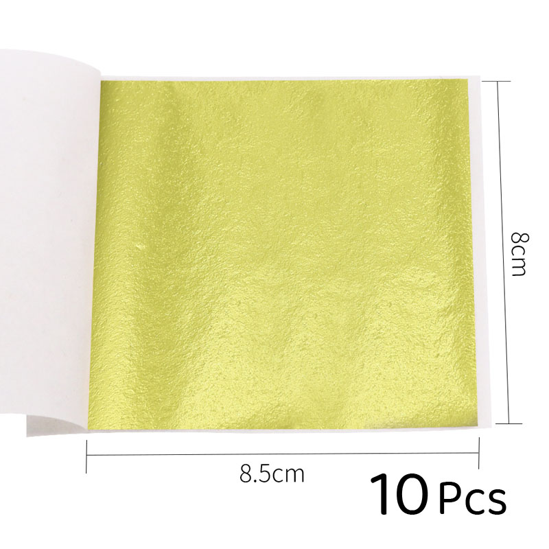 Papel folha de ouro rosa imitação ouro 50 peças/10, folha de ouro prata vermelha arte artesanato design papel faça você mesmo decoração folhas 8x8.5cm: yellow-10