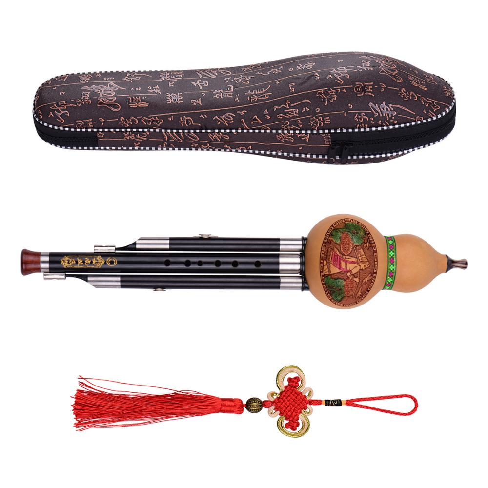 3- tons c-nyckel hulusi kalebass gurka flöjt svarta bambupipor traditionellt kinesiskt instrument med kinesisk knutfodral för nybörjare: Typ 3