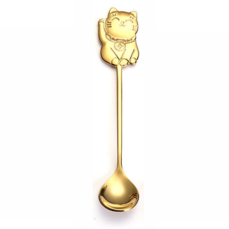 Creative Stainless Steel Cartoon Lucky Cat Spoon