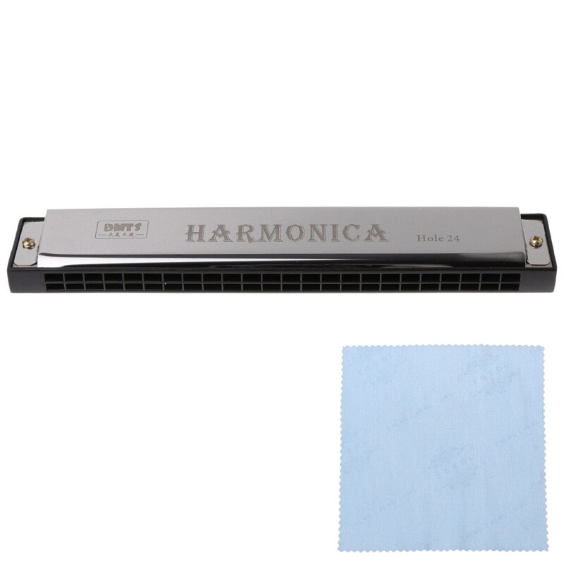 Professionele 24 Hole Harmonica Sleutel van C Mond Metalen Orgel voor Beginners: Zilver