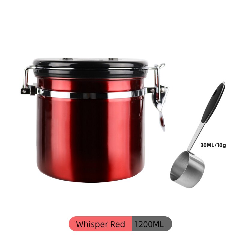 Stainless Steel Coffee Bean Sealed Tank Coffee Storage Tank With Exhaust Valve Dried Fruit Sealed Box Black 800Ml