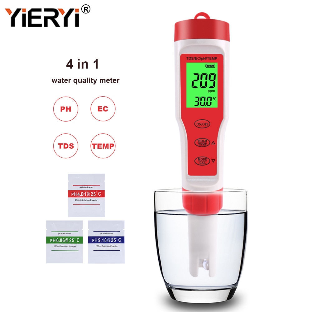 Yieryi Tds Ph Meter Ph/Tds/Ec/Temperatuur Meter Digitale Water Monitor Tester Voor Zwembaden, drinkwater, Aquaria