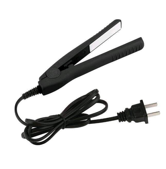 Mini Portable Electric Splint Flat Iron Ceramic Hair Curler & Straightener Hair Perming Hair Styling Appliance Hair Crimper: Black